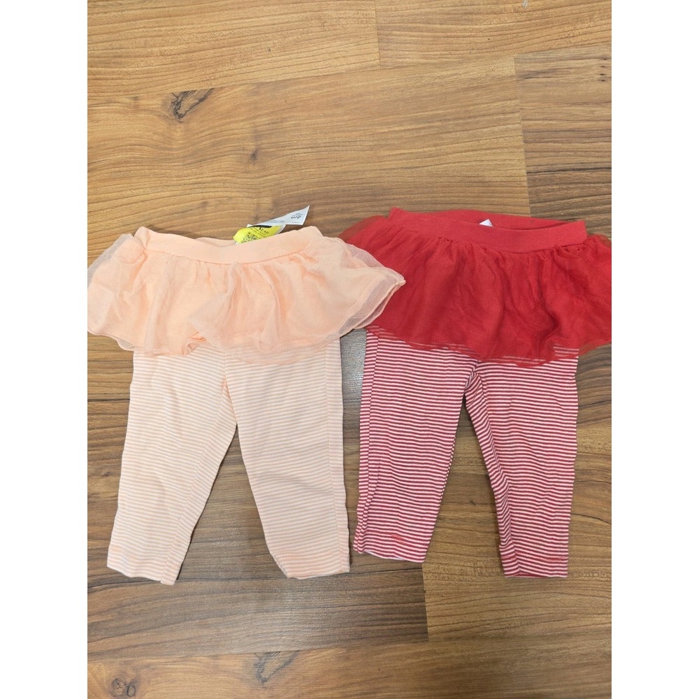 Carters Tutu Leggings Girls Size 6 Months Stripe 2 Pairs